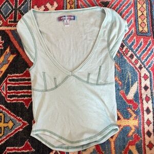 Mint Green V-Neck Women's Top from urban outfitters